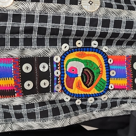 Art to Wear Upcycled Long Line Jacket Colorful Vintage Lagenlook Women's size M - Picture 4 of 16